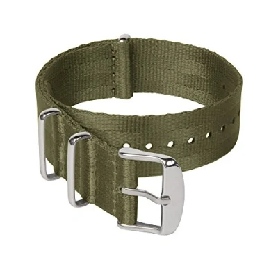 Image of Archer Watch Straps Seat Belt Weaved Nylon Premium Quality NATO (Olive Green, Stainless, 18mm)