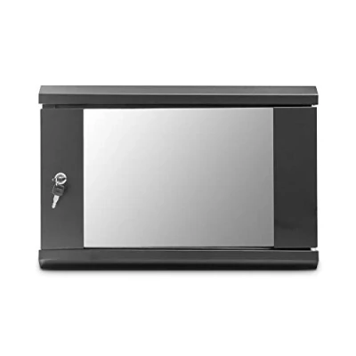 Image of LMS Data Server Rack Cabinet 12U 500mm Deep Wall Mounted 19 Inch Black Storage for Home, Office, Room Computer Equipment with Glass Door, Removable Side Panels, Front Rear Lockable