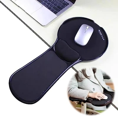 Image of LL COEUR Memory Foam Arm Support Wrist Rest for Table and Chair, Ergonomic Armrest Desk Extender, Multifunctional Computer Mouse Pad (Black)