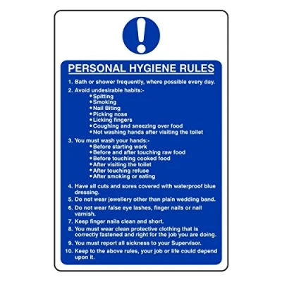 Image of 200mmx300mm Personal Hygiene Rules Catering Information Sign Sticker Self Adhesive
