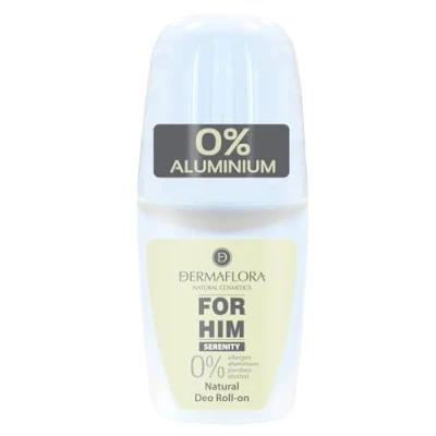 Image of Dermaflora For Him Roll On Serenity Deodorant 50ml 0% Aluminium, Paraben Free, Allergen Natural Odour Protection