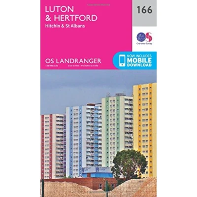 Image of Landranger Active 166 Luton, Hertford, Hitchin &amp; St Albans Map With Digital Version