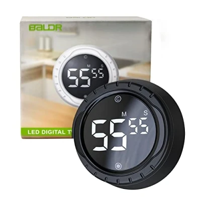 Image of BALDR Digital Kitchen Timer Smart with Rotating Desk Display, Strong Magnet, Count Up/Down &amp; Beeping Alerts Productivity Magnetic Timers for Classroom and (Black)