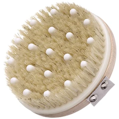 Image of Hydrea London Body Brush Combination Detox Wet &amp; Dry Cellulite Massager with Natural Bristle Flexible Rubber Nodules Lymphatic Drainage Exfoliator Shower Scrubber for Smoother Complexion