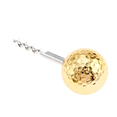Image of Golf Ball Bottle Opener, Golfer Beer Gift Novelty Item Creative Kitchen Gadgets Drink Opening Shaped 92.67mm Stainless Steel (Wine Opener Gold)