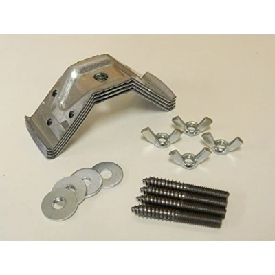 Image of Set of 4 Corner Braces Brackets for Table Legs Furniture. Includes Bolts, Wing Nuts, Washers and Screws