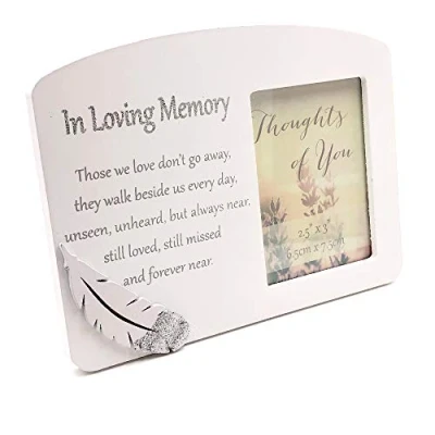 Image of Memorial In Loving Memory Silver Feather Remembrance Photo Frame