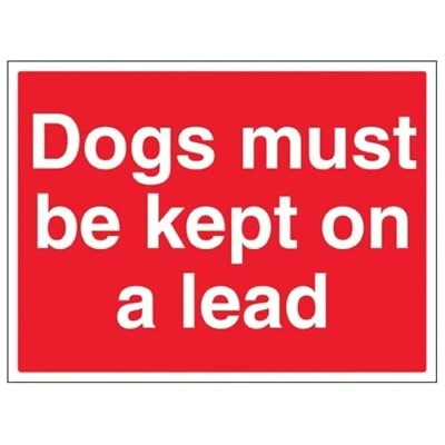 Image of V Safety General Agricultural Dogs Must Be Kept On A Lead 400 X 300MM Sign With Snap Frame