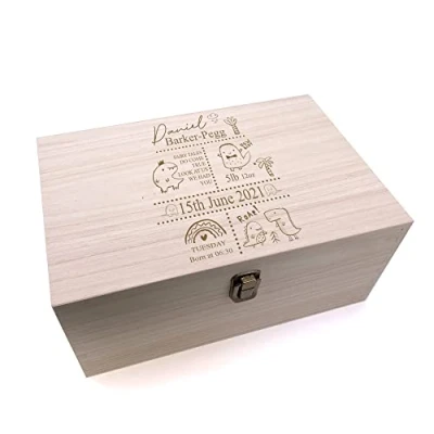 Image of ukgiftstoreonline Personalised Baby Memories Keepsake Box Dinosaur Design