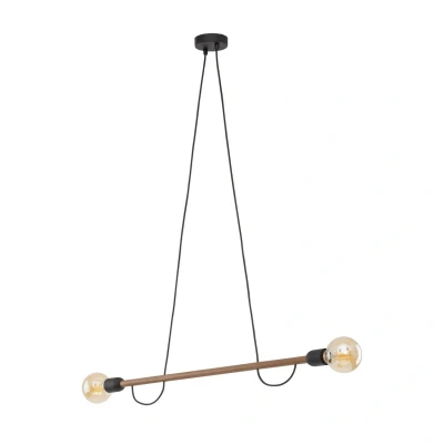 Image of Helix Pendant Ceiling Light Black, Walnut 2xE27