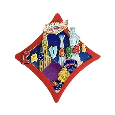 Image of Las Vegas USA 3D Playing Card Diamond Refrigerator Magnet Souvenirs Handmade Resin Magnetic Stickers Home Kitchen Decoration,Las Fridge Collection Gift