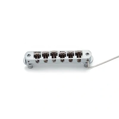 Image of Guyker Tune O Matic Roller Saddle Bridge String Space 10.5mm Guitar Bridges with Post Hole 4.2mm Replacement Compatible Les Paul LP SG 6 Electric GM015, Chrome