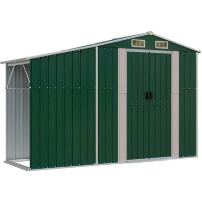Image of vidaXL Garden Shed Green 277x93x179 cm Galvanised Steel