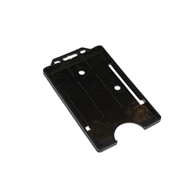 Image of ID Card Pass Badge Holder for Lanyard Neck Strap &amp; Retractable Keyring Vertical Black (2)
