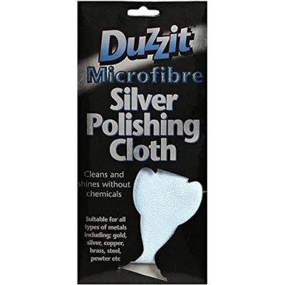 Image of Duzzit 2 x Multipurpose Microfibre Silver Polishing Cloth, Machine Washable, 27.6 12.6 1.2 cm