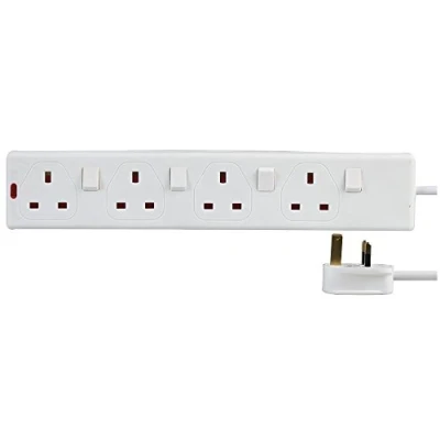 Image of Pro Elec PEL00026 4 Way Individually Switched Extension Lead, 3 m, White