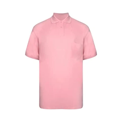 Image of KAM Big and Tall &#039;Eton&#039; Plain Polo T Shirt with Chest Pocket Cotton Rich Top Large Size Fit JEANBASE Pink 2XL