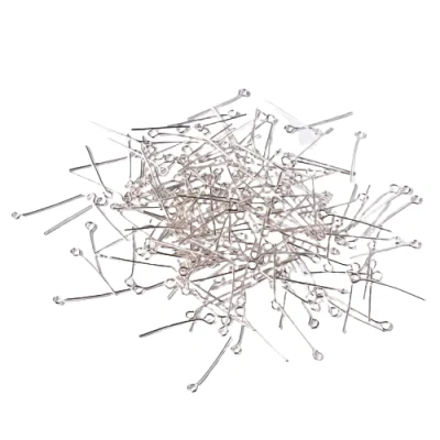 Image of Pack of 600 Silver Plated Iron 0.7mm x 20mm Eye Pins
