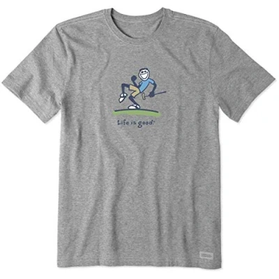 Image of Life Is Good Men&#039;s Crusher Tee, Short Sleeve Cotton Graphic T Shirts, Pump Putt Jake, Heather Gray, XL