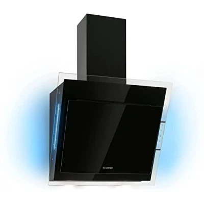 Image of Klarstein Cooker Hood, Extractor Fan for Kitchen w/Dishwasher Safe Aluminium Grease Filter, 601m3/h Airflow, LEDs, Touch Controls Hoods, Wall Mount Steel Vent