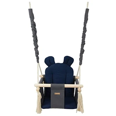 Image of Baby/toddler swing, indoor, outdoor, soft seat, swing chair (colour: grey, navy)