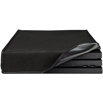 Image of eXtremeRate Black Horizontal Dust Cover for ps4 Pro Console, Soft Neat Lining Guard Anti Scratch Waterproof Protector Sleeve Console