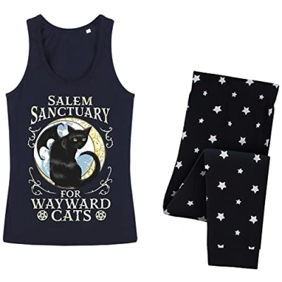Image of Grindstore Women&#039;s Salem Sanctuary Long Pyjama Set Navy