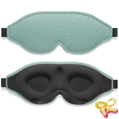 Image of 2024 Innovative Sleep Mask for Men and Women, Trilancer 3D 100% Light Blocking Design, Comfortable Eye mask, Blackout Blindfold Sleeping, Nap, Meditation, Travel, with Earplugs (Lake Green)