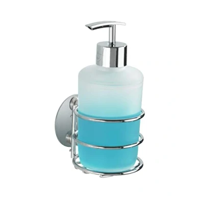 Image of WENKO 18777100 Turbo Loc® soap dispenser fixing without drilling, Steel, 7.5 x 16.5 9 cm, Chrome