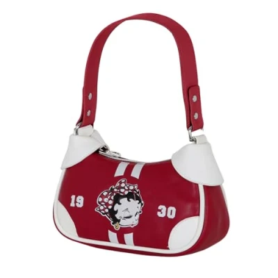 Image of Betty Boop Varsity Fancy Casual Bag, Burgundy, 21.5 x 14.5 cm