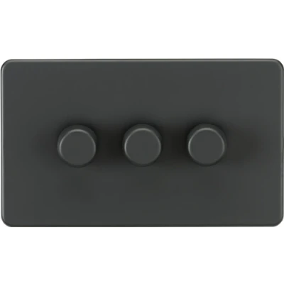 Image of KnightsBridge Screwless 3G 2 way 10 200W (5 150W LED) trailing edge dimmer Anthracite