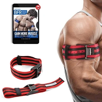 Image of BFR Bands Occlusion (PRO X) 2 Pack, Inch Wide, Blood Flow Restriction Band Set for Arms w/Pull to Tighten, Quick Release Buckle &amp; Training eBook