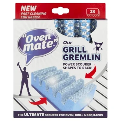 Image of Oven Mate Grill Gremlin Cleaning Scrubbing Sponge Scourer with Grooves x 2