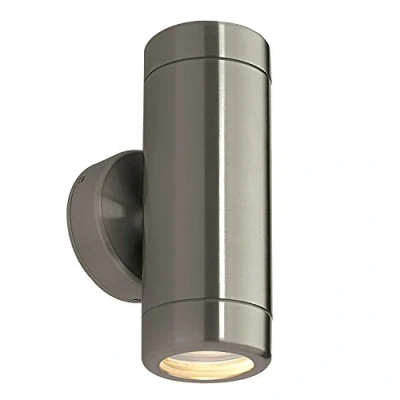 Image of Odyssey Outdoor Wall IP65 7W Brushed Stainless Steel &amp; Clear Glass 2 Light Dimmable GU10