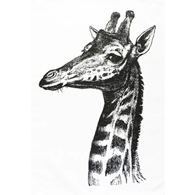 Image of Half a Donkey Retro Style Giraffe Head on Large Cotton Tea Towel