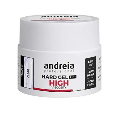 Image of Andreia Professional Hard Nail Gel Biphasic 2 in 1 LED et UV Builder High Viscosity for Strong Nails Tips and Extensions Build Up Colour Clear 44g