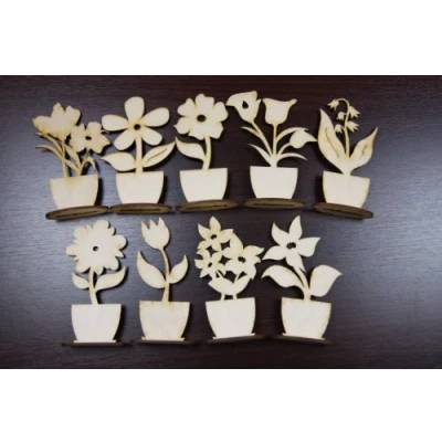 Image of DECOCRAFT (9x) FL Plain Wood Wooden Stand Flowers Embelishments Craft Shapes Blank Daisy