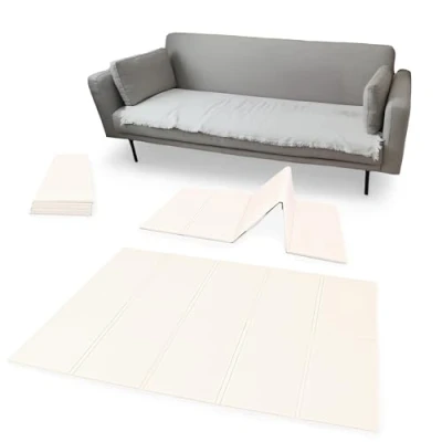 Image of KandyToys 1.98m x 1.48m Folding Pastel White Baby Mat Thick Padded XPE Crawl Waterproof Safe