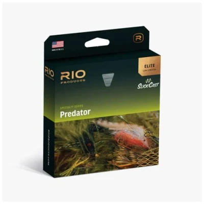 Image of Rio Elite Predator Fly Line, Designed to Cast Large &amp; Heavy Flies, Low Stretch Ultra Slick Performance, Gray/Camo/Yellow/Beige, 100ft, WF10F/H/I
