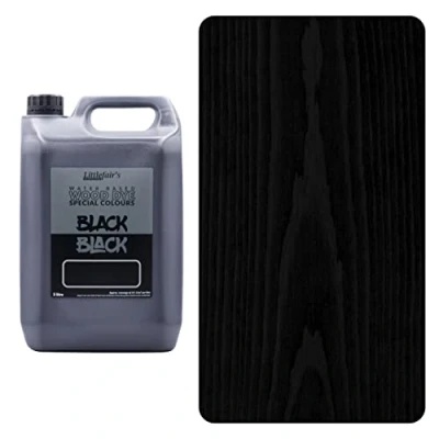 Image of Littlefair&#039;s Water Based Wood Dye Special Colours Range Indoor and Outdoor Use Environmentally Friendly Black (5ltr)