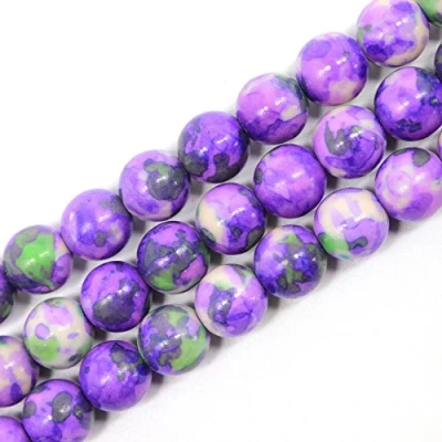 Image of JarTc Smooth Purple Rain Flower Stones Spacer Beads for DIY Jewellery Making Bracelet Necklace 15&quot; (8mm)