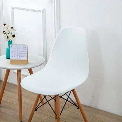 Image of Highdi Luxury Velvet Scandinavian Dining Chair Covers, Nordic Style Universal Armless Slipcovers Shell Chairs Covers Removable Washable for Kitchen, Bedroom, Living Room (White,4 PCS)