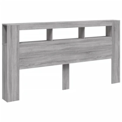 Image of vidaXL LED Headboard Grey Sonoma 200 cm, Modern Stylish Bed Header with Adjustable RGB lights, Engineered Wood Bedroom Furniture Decorative Display &amp; Storage Spaces