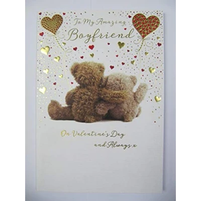 Image of Wonderful Cute Cuddling Bears Amazing Boyfriend Valentine Greeting Card