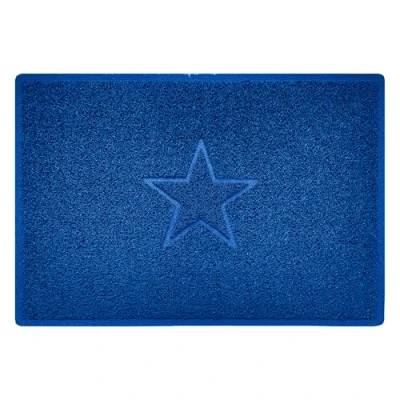 Image of Nicoman Star Embossed Shape Entrance Door Mat Dirt Trapper Washable Barrier Doormat Indoor or Outdoor (Large, Blue, 90 x 60cm)