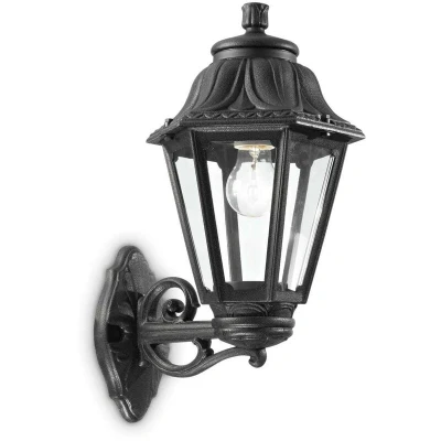 Image of Anna 1 Light Outdoor Flush Wall Lantern Black IP44, E27