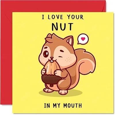 Image of Rude Anniversary Valentines Birthday Card for Husband Boyfriend Partner Your Nut Funny Men Him, 145mm x