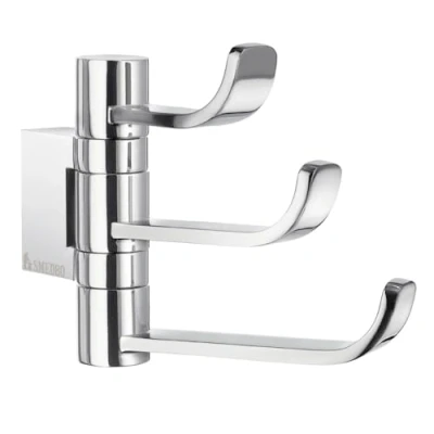Image of Smedbo &quot;Ice&quot; Swing Arm Triple Hook, Polished Chrome