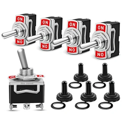 Image of Gebildet 5PCS Rocker Toggle Switch 12mm, 15A 250VAC/20A 125VAC, 3 Pin SPDT ON/OFF/ON Switch+5PCS Waterproof Cover,Used for Car Auto Truck Boat