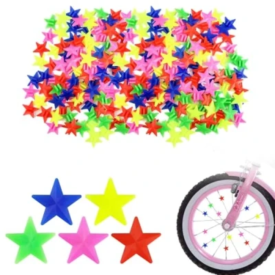 Image of WOLMIK Bicycle Spoke Beads 144 PCS Bike Beads, Multicoloured Spokey Dokeys, Plastic Clip Wheel Spokes Decorations, Accessories for Kids Girls and Boys